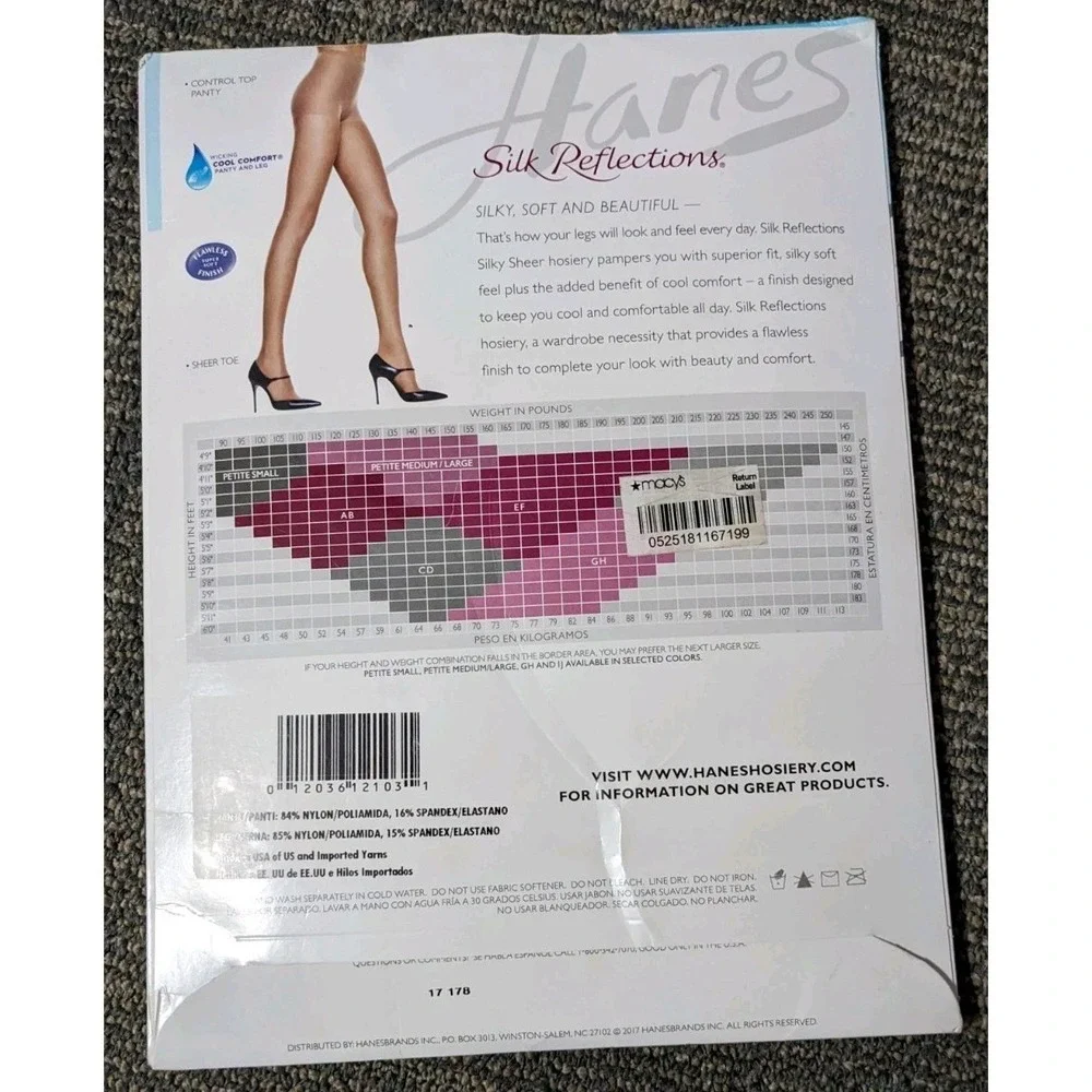 Hanes Silk‎ Reflections Silky Sheer Control Top Pantyhose CD Barely There USA